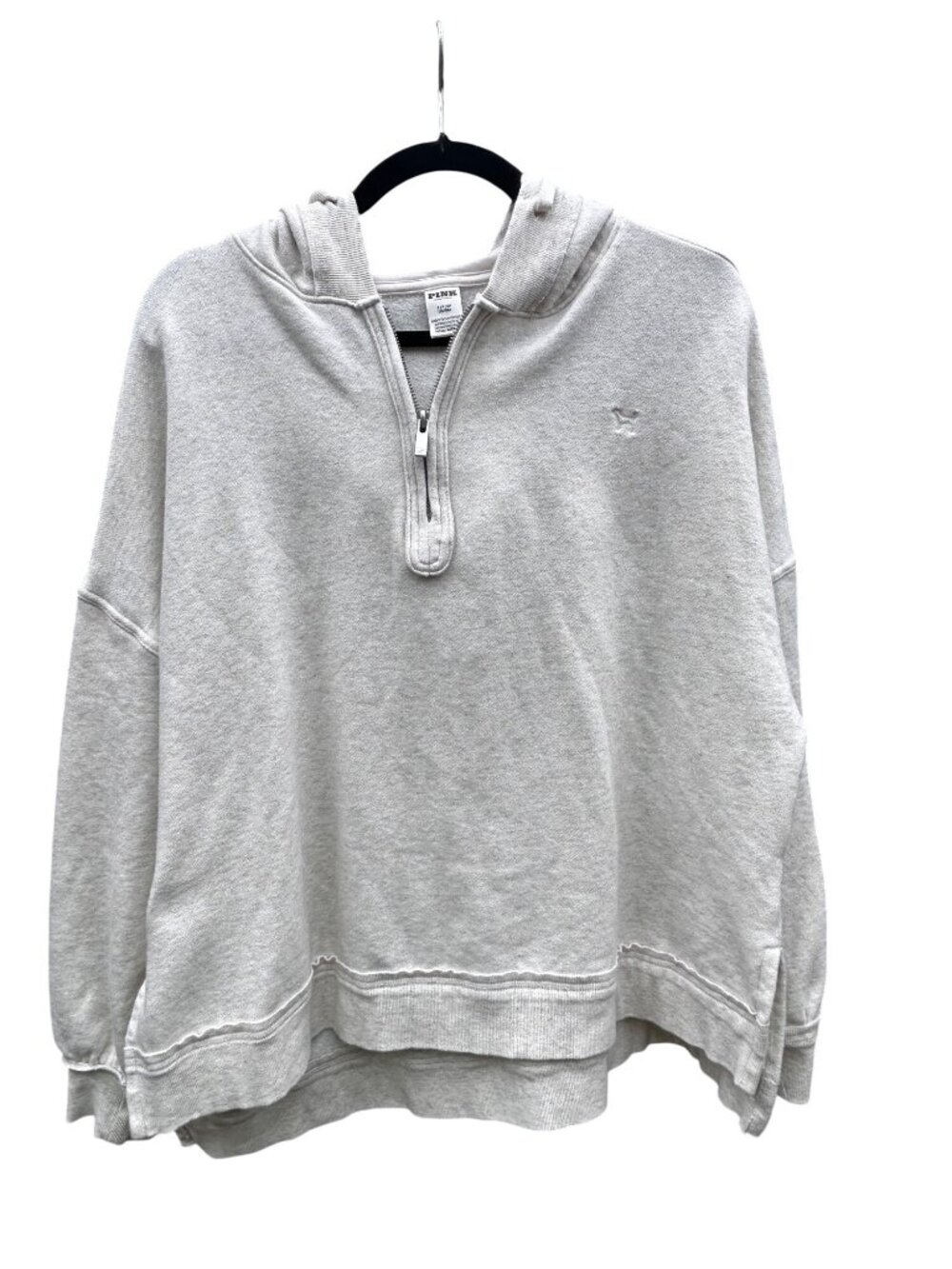 Pink Victorias Secret Womens Size Small Gray Long Sleeve Quarter Zip Hoodie 1994